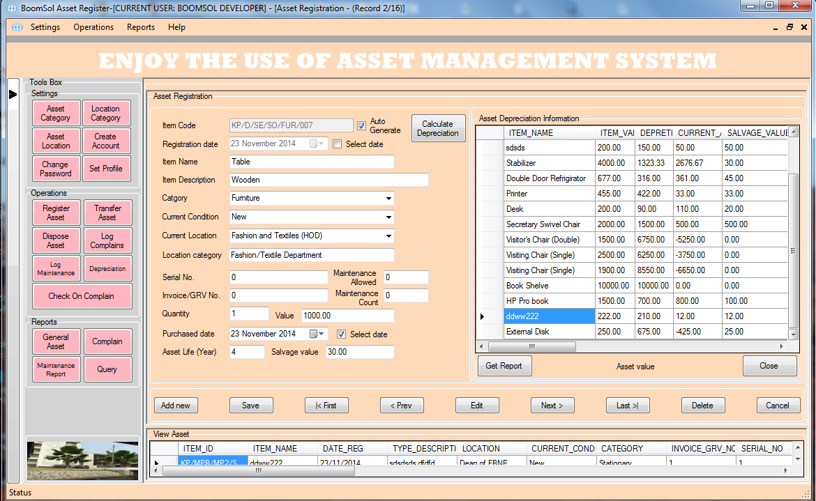 BoomSol Asset Management System